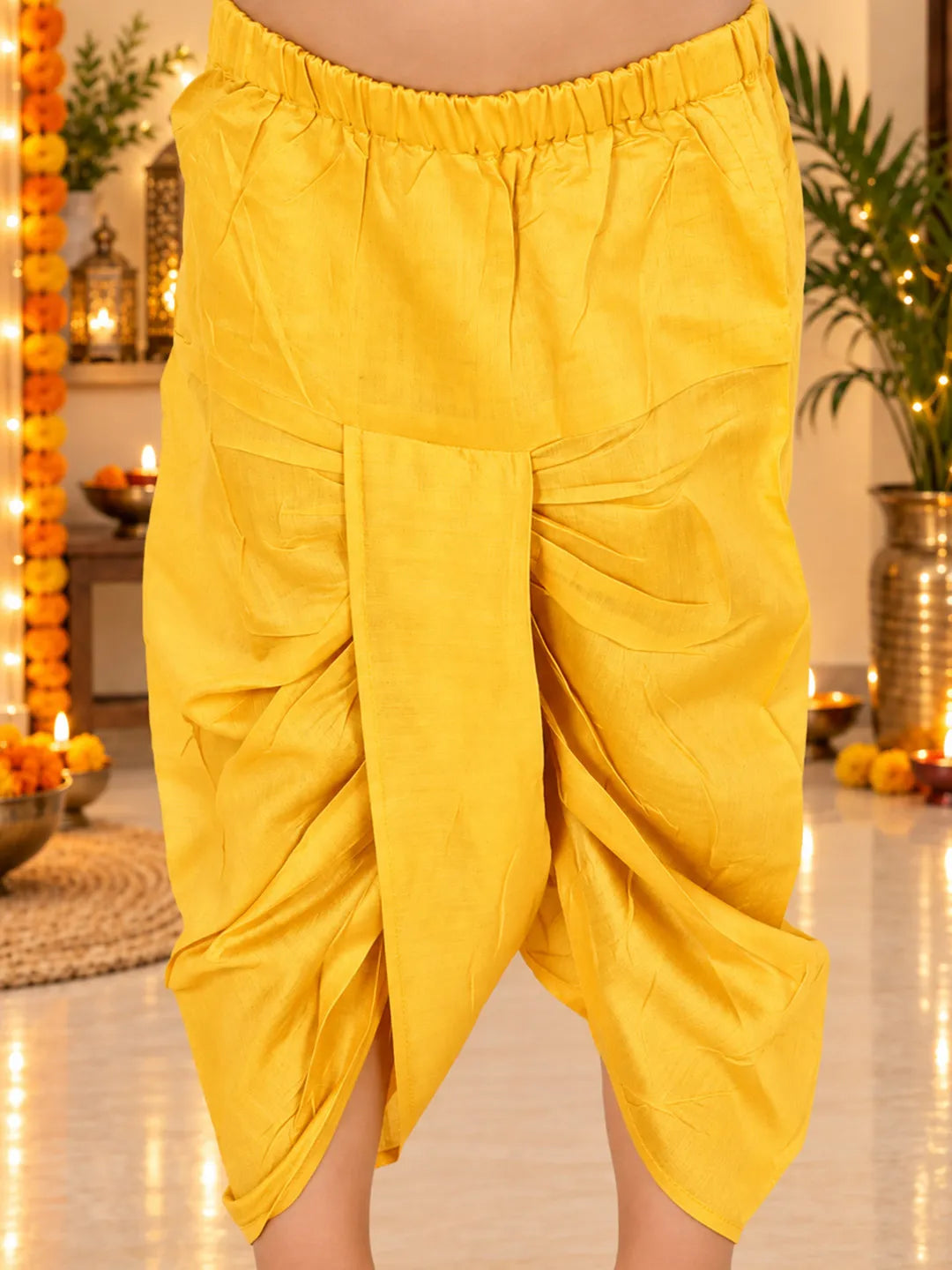 BownBee Chanderi Jacket With Dhoti Kurta Set for Boys- Purple