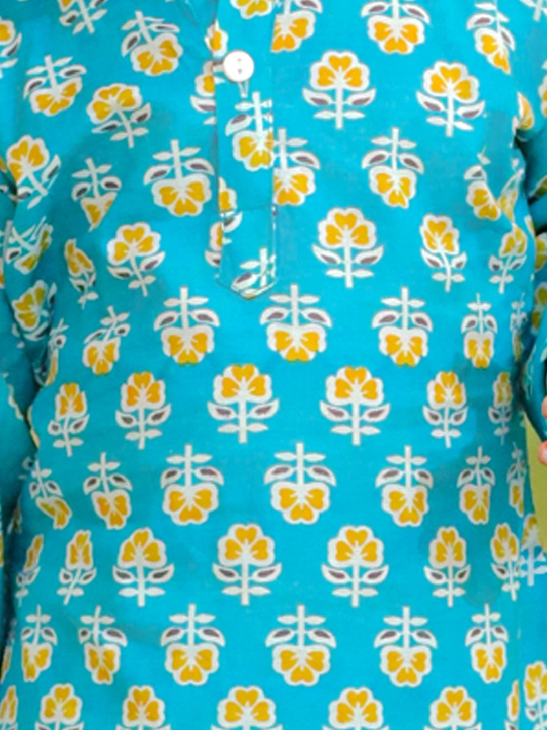 BownBee Pure Cotton Full Sleeve Dhoti Kurta Sibling Set Combo - Blue