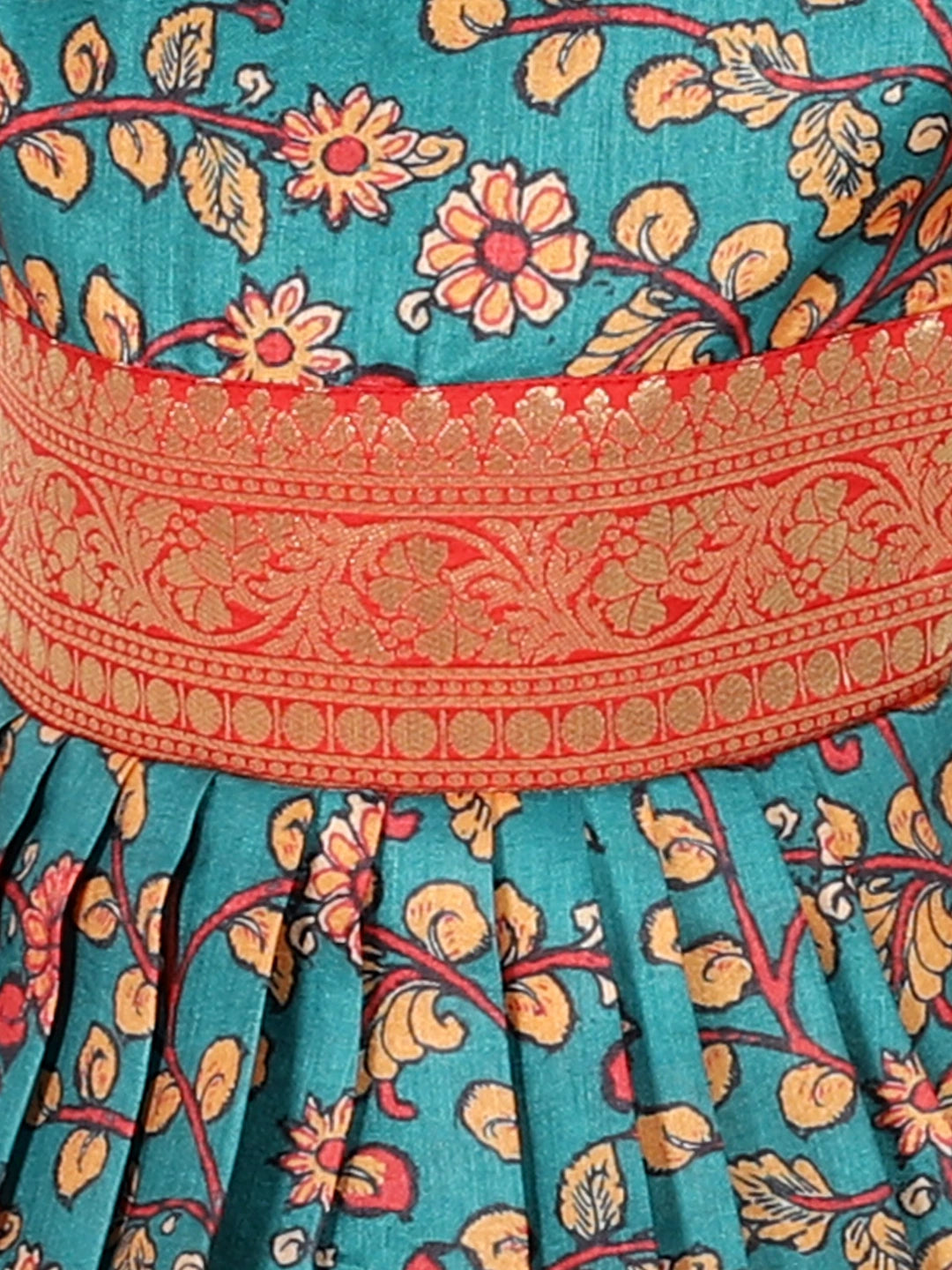 BownBee Kalamkari Print Party Dress Gown for Girls