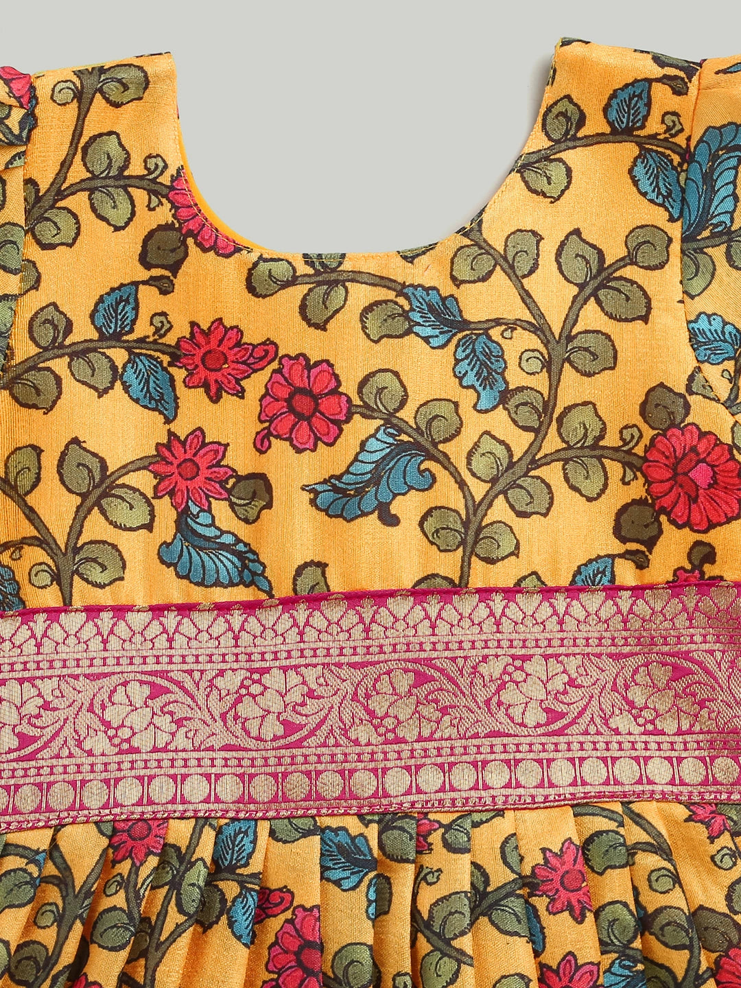 BownBee Kalamkari Print Party Dress Gown for Girls