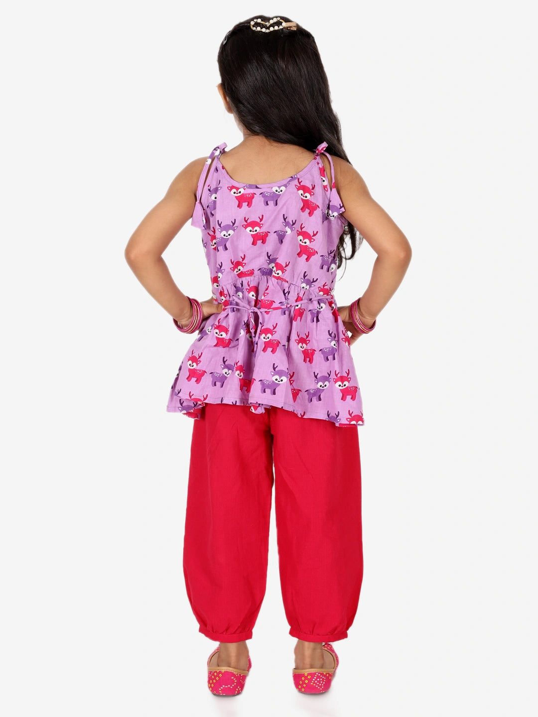BownBee Deer Print Pure Cotton Top Harem Set for Girls