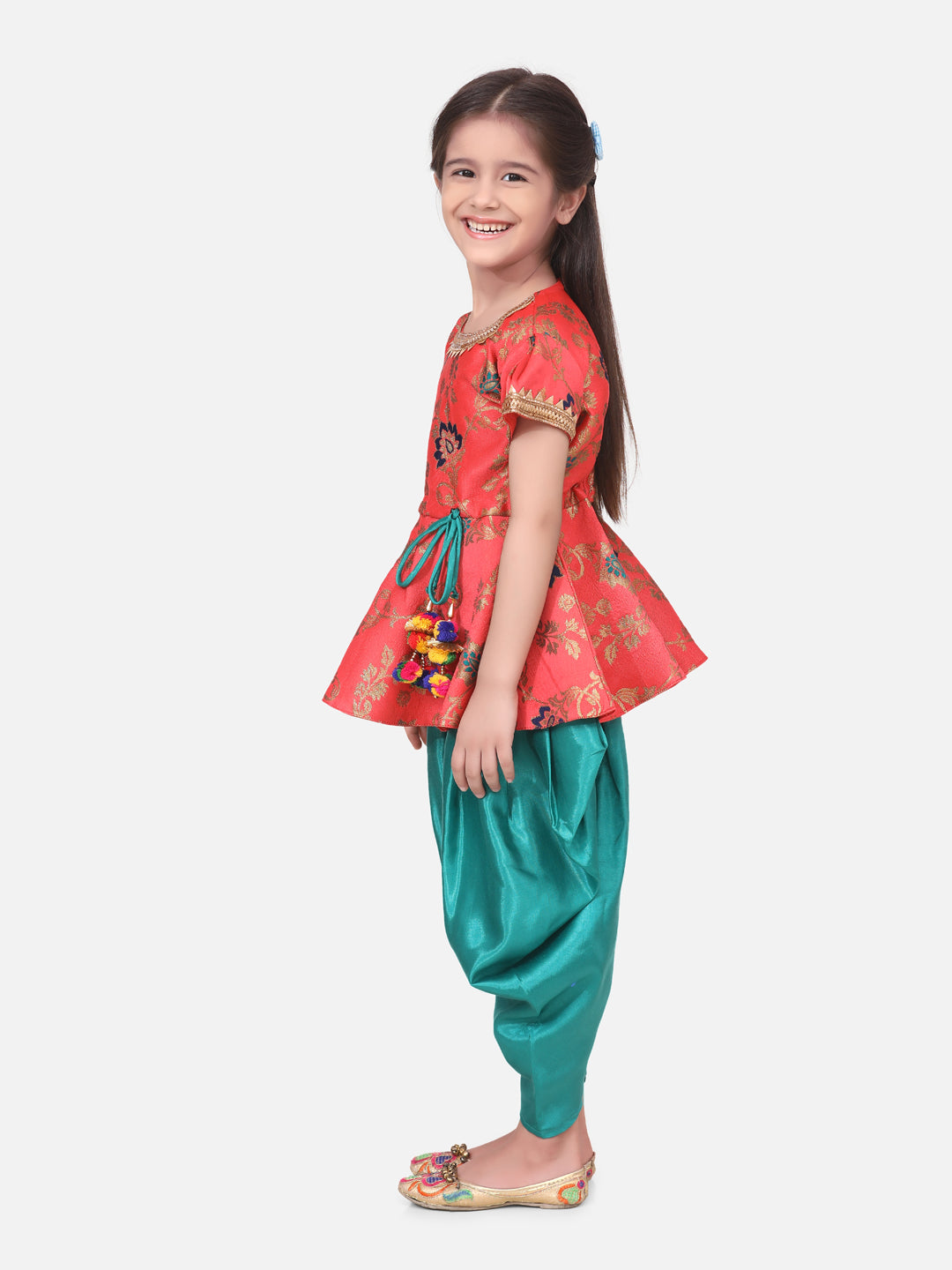 BownBee  Girls Ethic Traditional Indian Festive Wear Indo Western Clothing Sets Pink