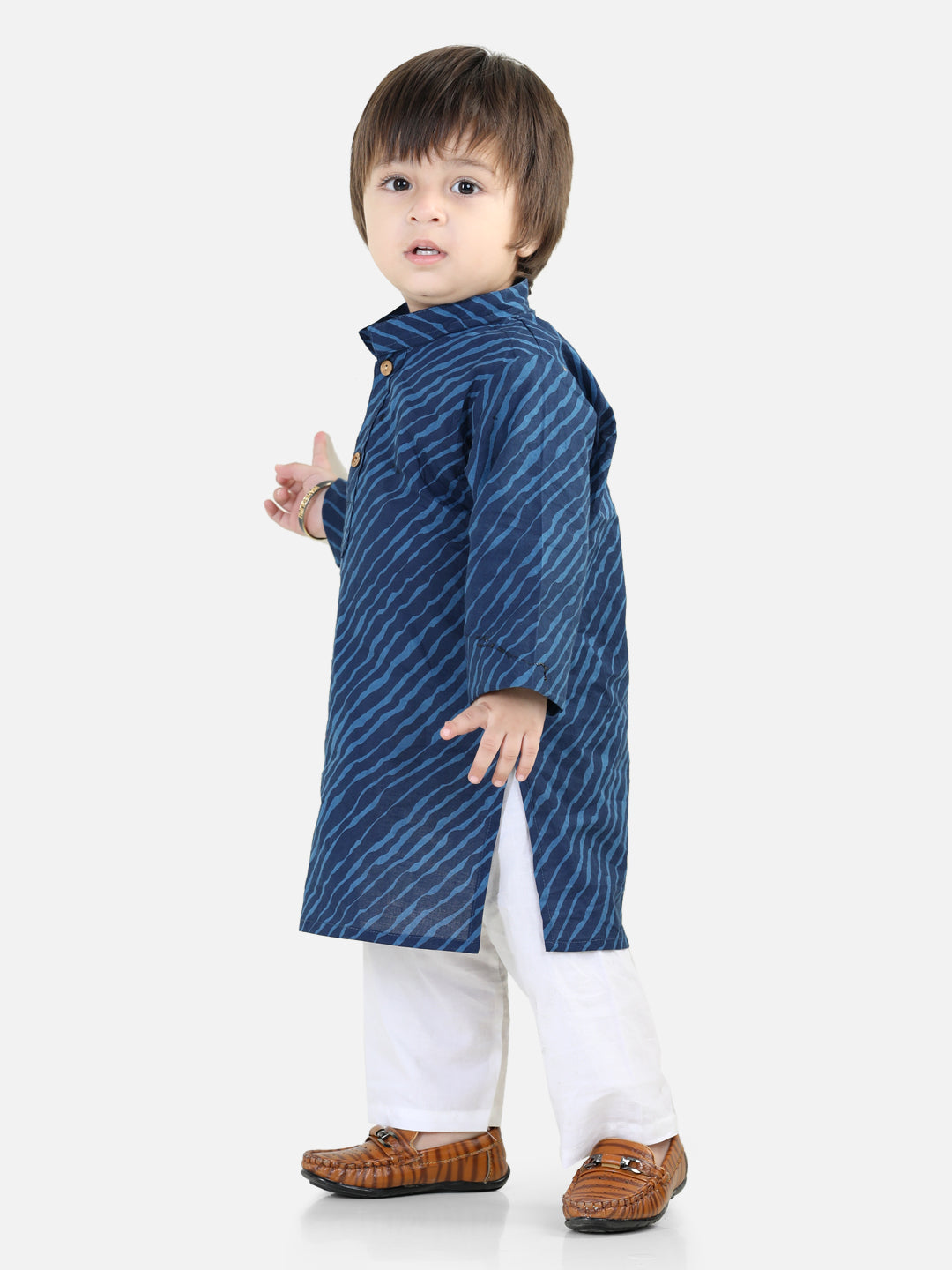 BownBee Pure Cotton Full Sleeve Kurta Pajama for Boys- Blue