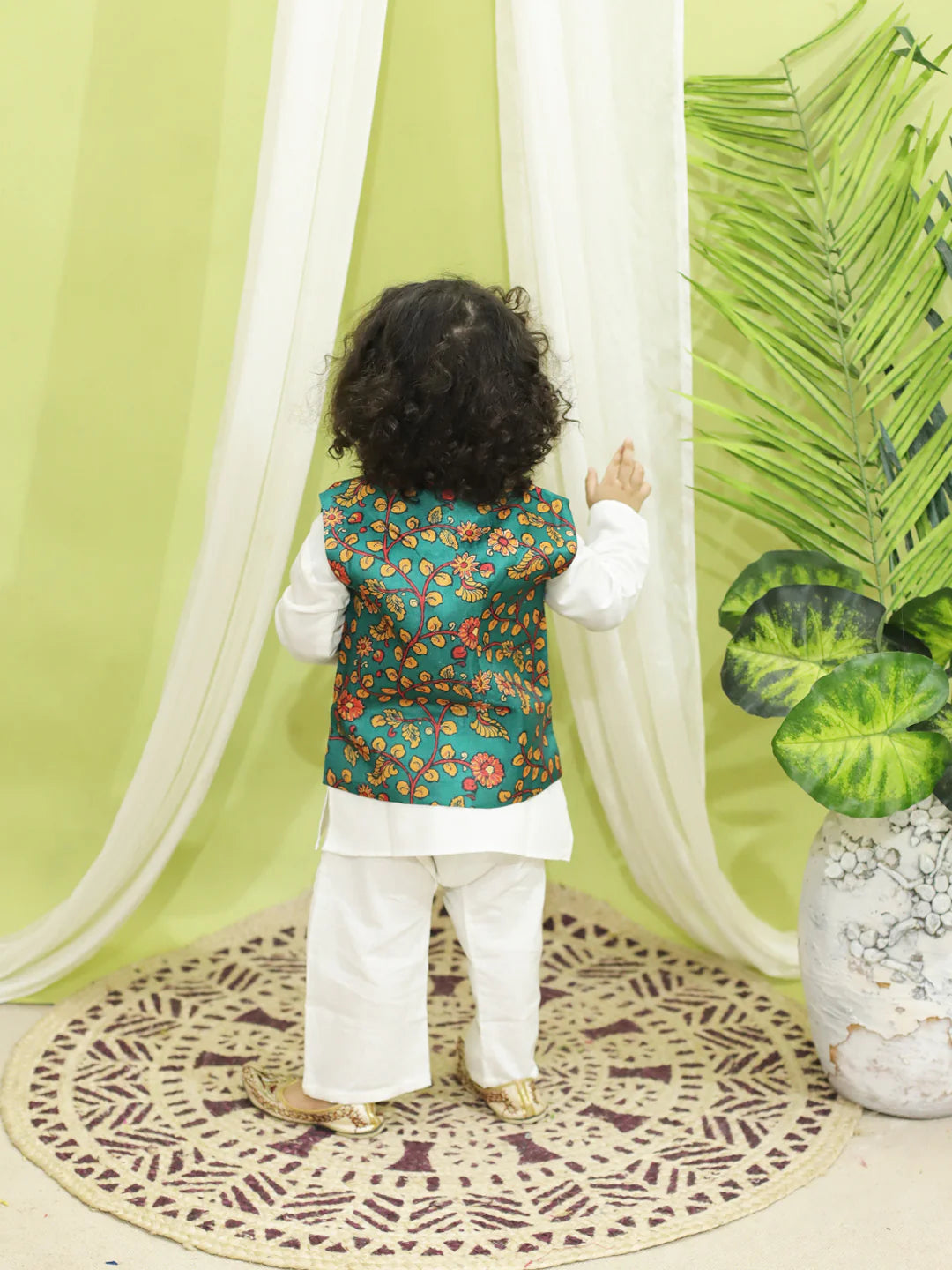 BownBee Sibling Set Kalamkari Print Jacket with Kurta Pajama for Boys
