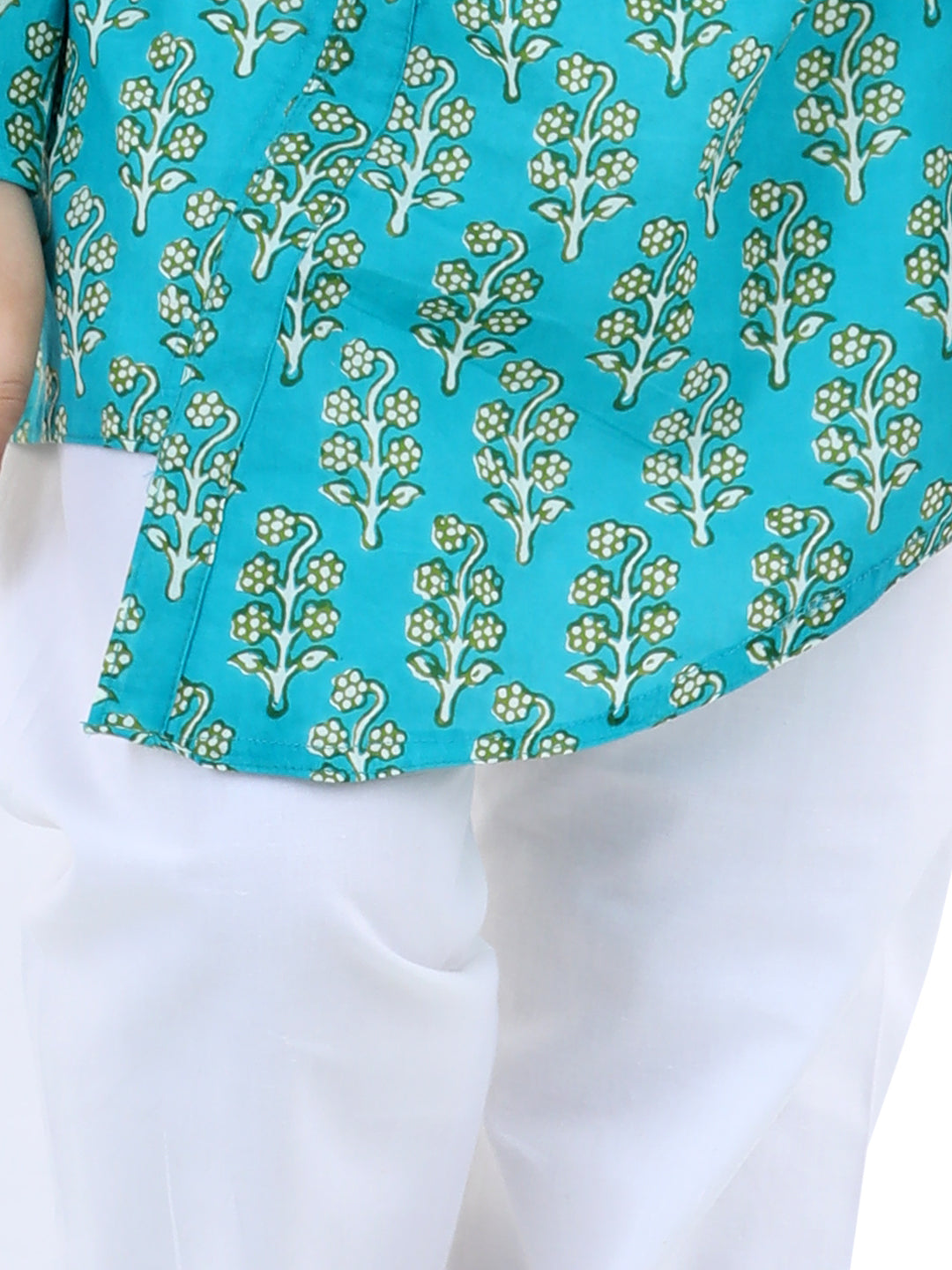 BownBee Asymmetric Front Open Kurta Pajama For Boys - Green