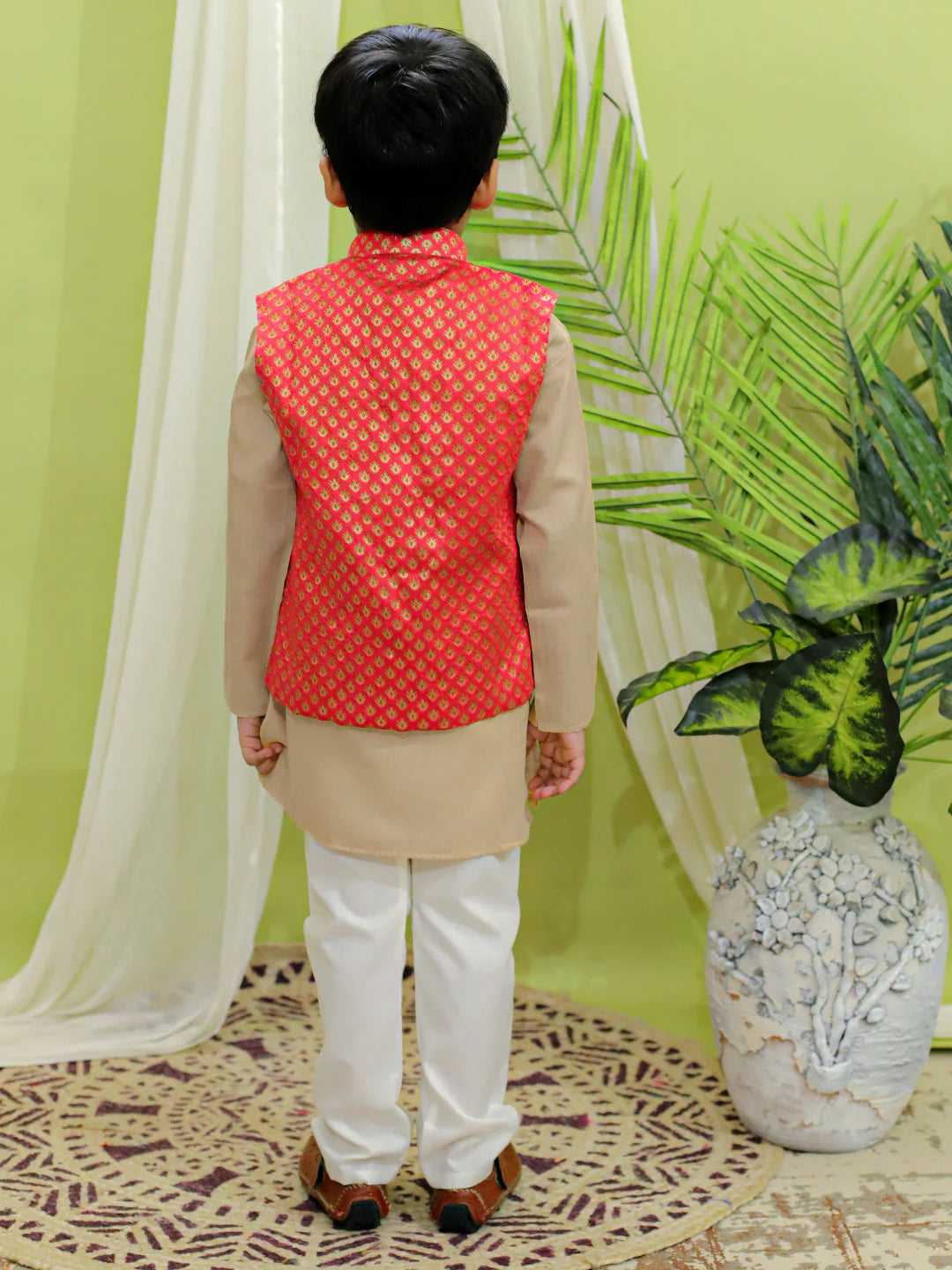 BownBee Jacquard Jacket with Cotton Kurta Pajama for Boys