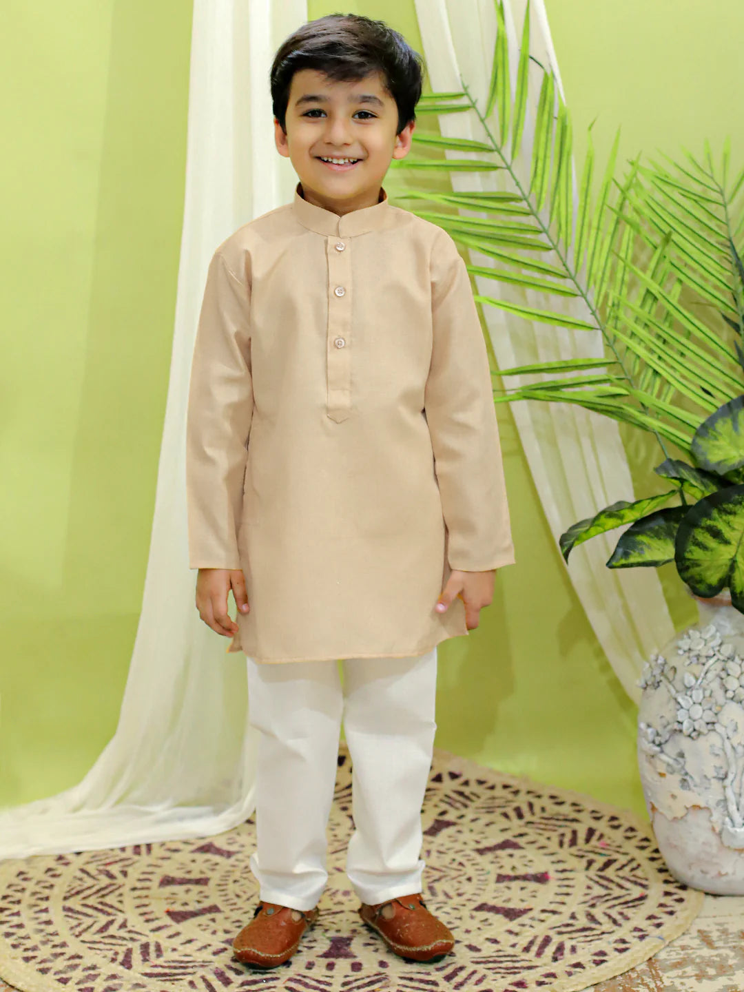 BownBee Jacquard Jacket with Cotton Kurta Pajama for Boys