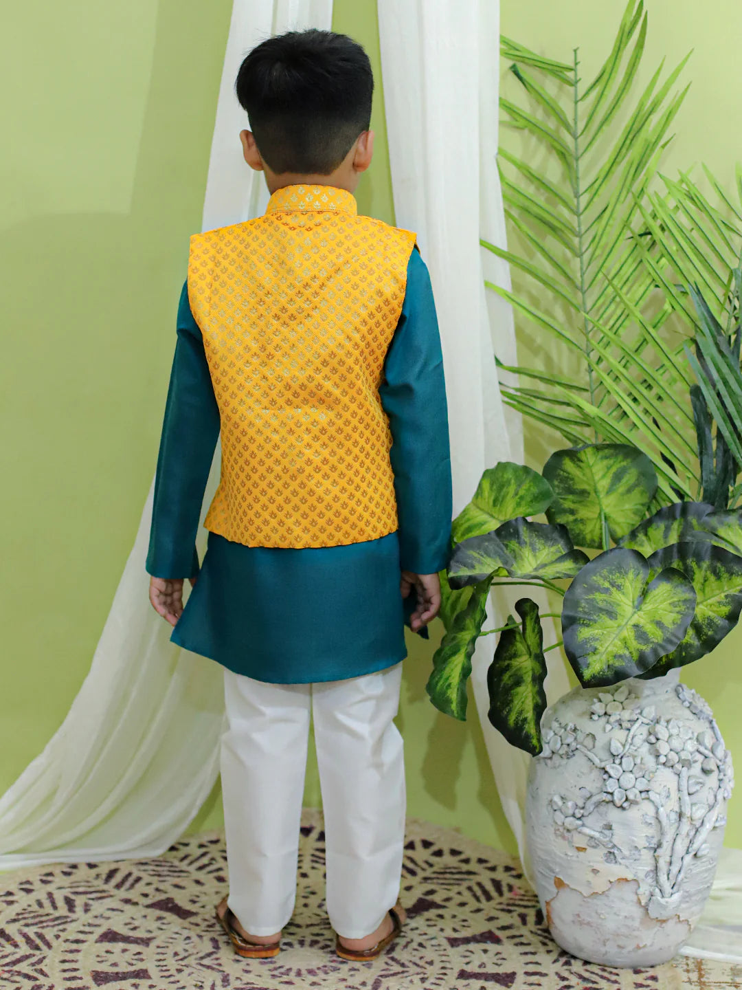 BownBee Jacquard Jacket with Cotton Kurta Pajama for Boys