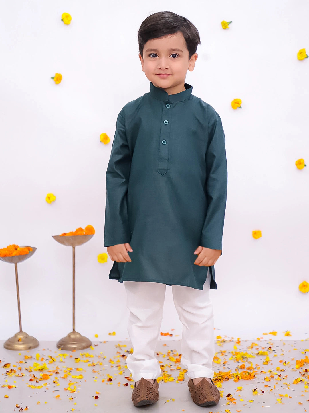 BownBee Silk Jacket with Cotton Kurta Pajama for Boys