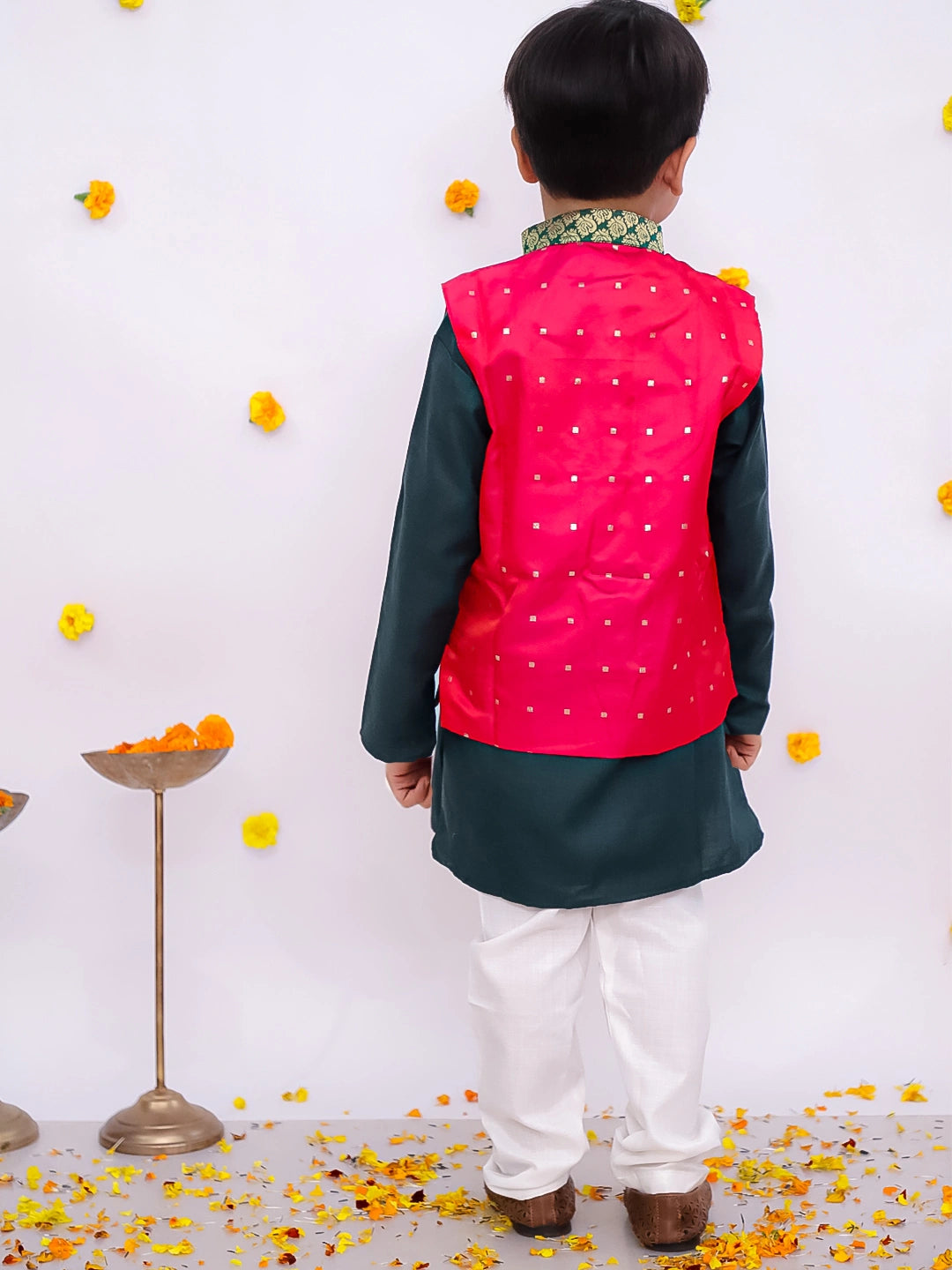 BownBee Silk Jacket with Cotton Kurta Pajama for Boys