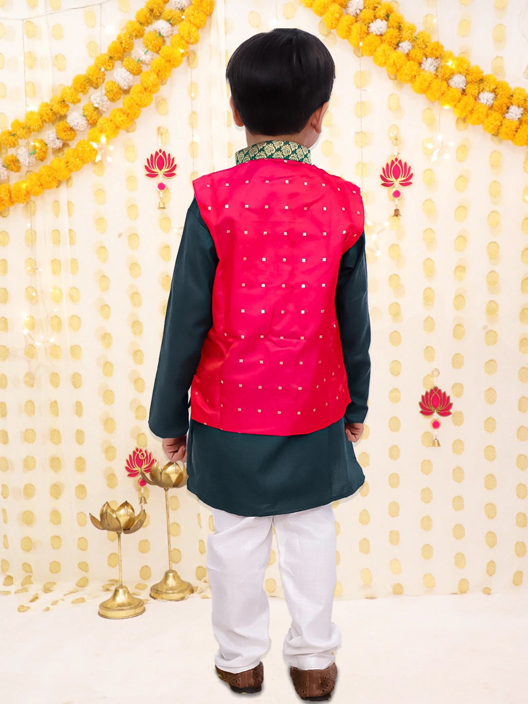 BownBee Silk Jacket with Cotton Kurta Pajama for Boys