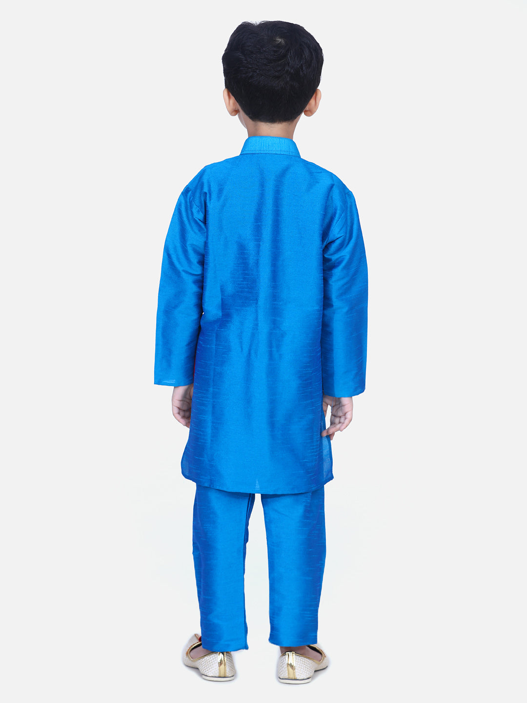 BownBee Attached Chiffon Jacket Full Sleeve Kurta Pajama- Blue