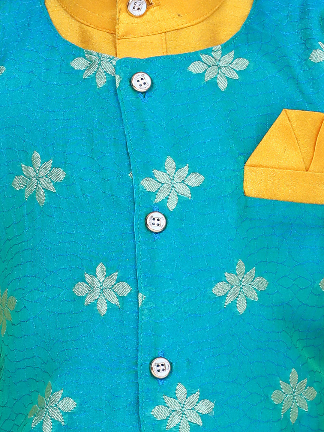 BownBee Attached Chiffon Jacket Full Sleeve Kurta Pajama For Boy - Orange