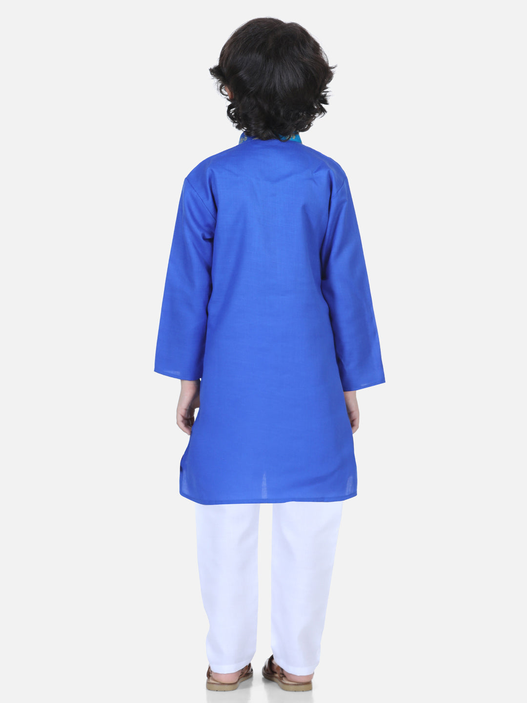 BownBee Pure Cotton Attached Jacket Kurta Pajama for Boys - Blue