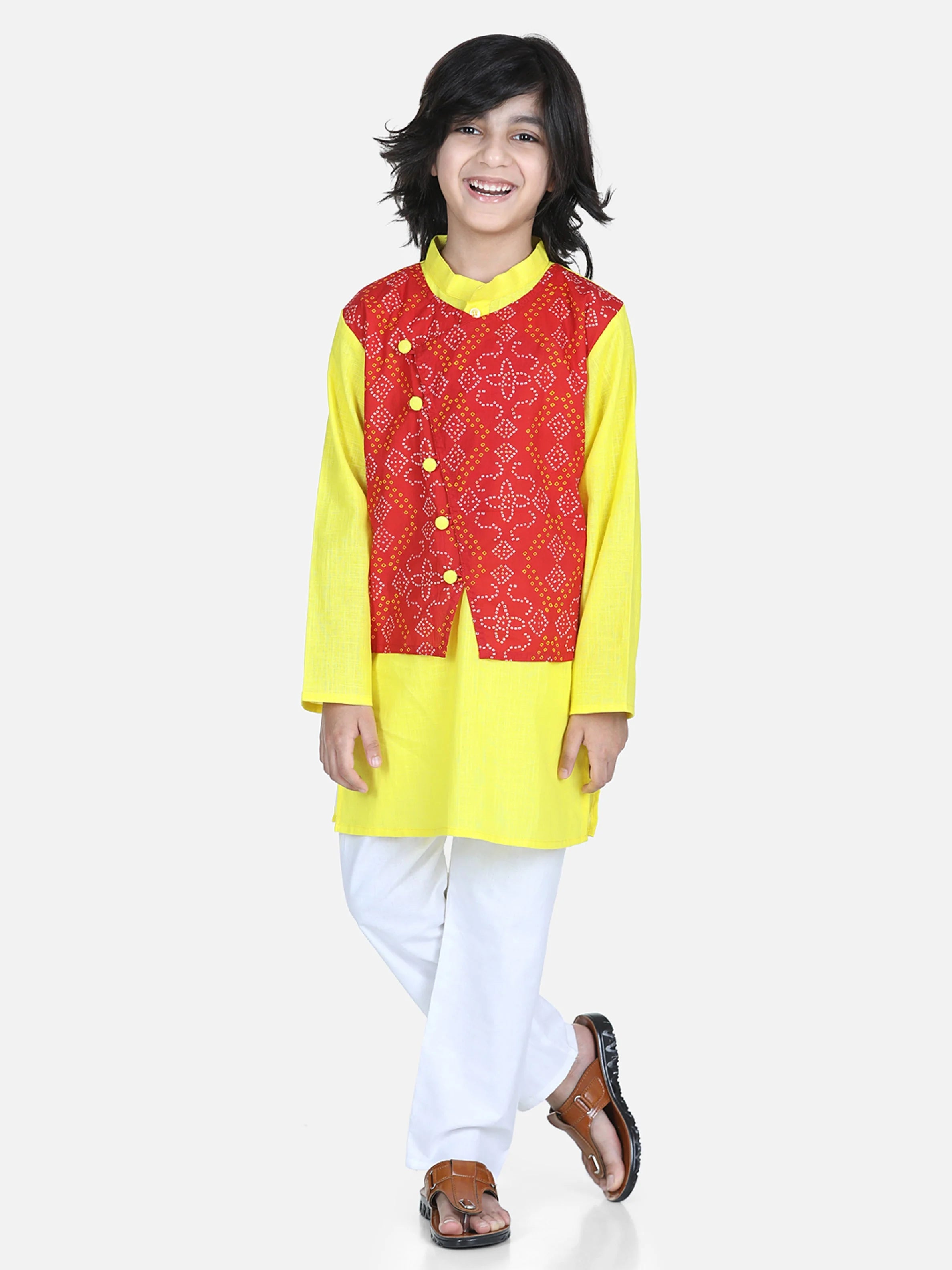 BownBee Attached Jacket Kurta Pajama for Boys