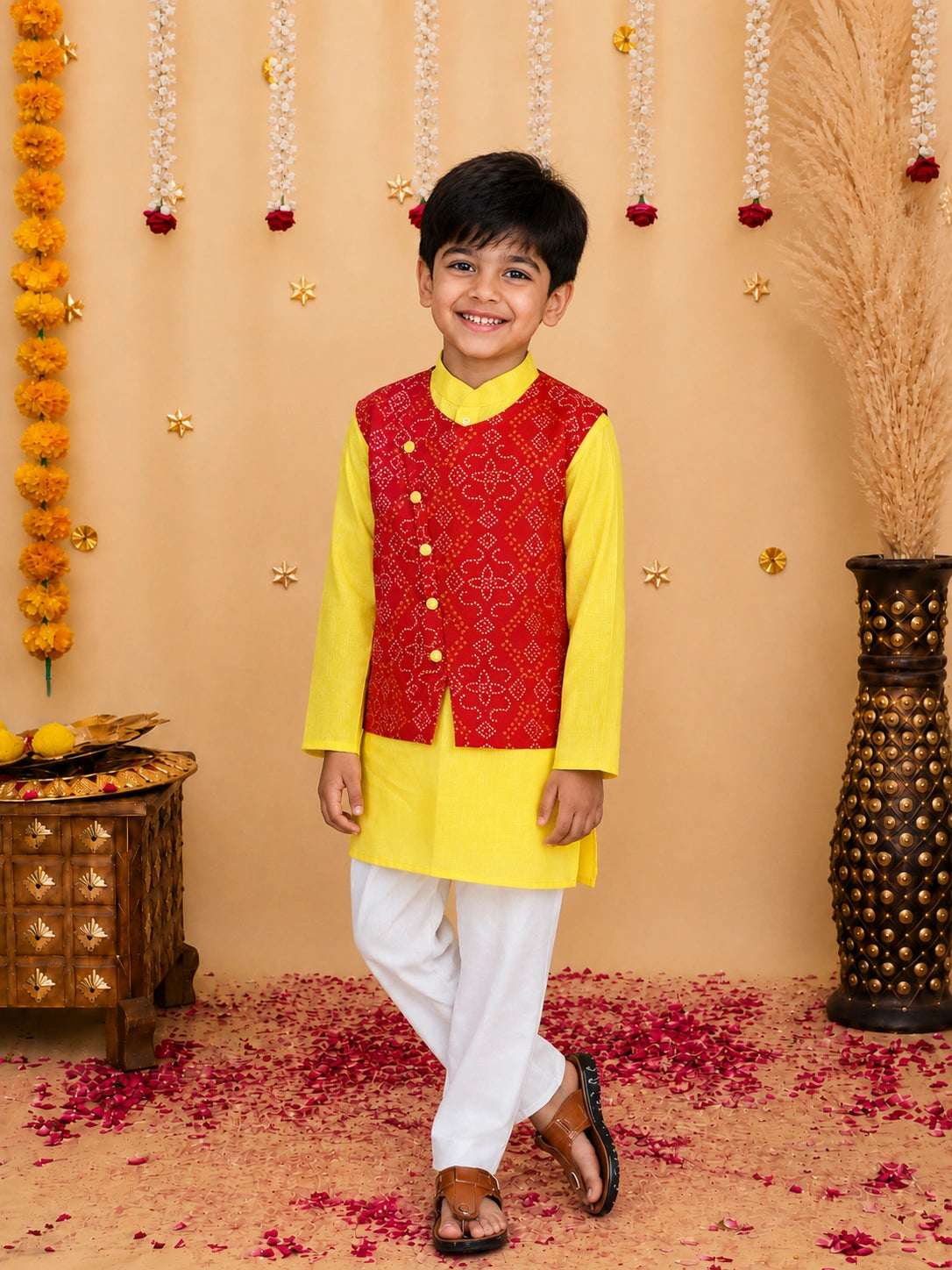 Bownbee Attached Jacket Kurta Pajama for Boys