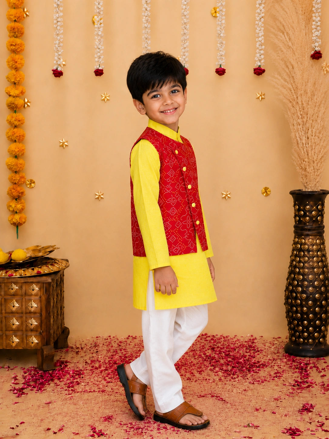 Bownbee Attached Jacket Kurta Pajama for Boys