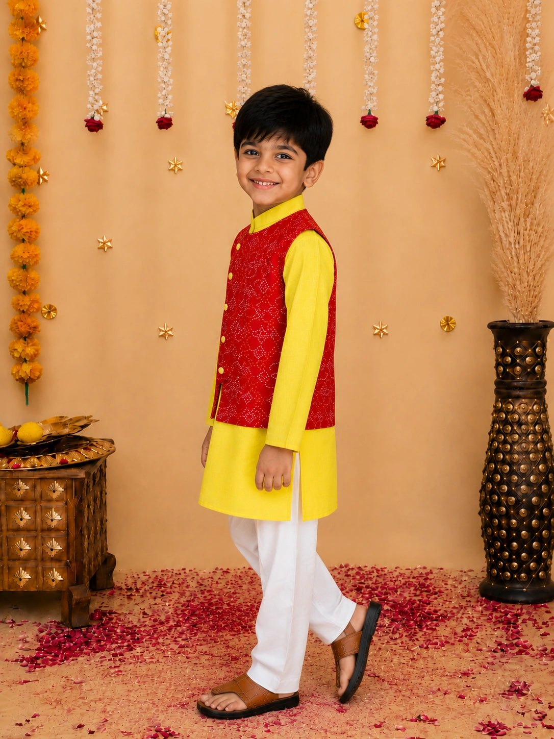 Bownbee Attached Jacket Kurta Pajama for Boys