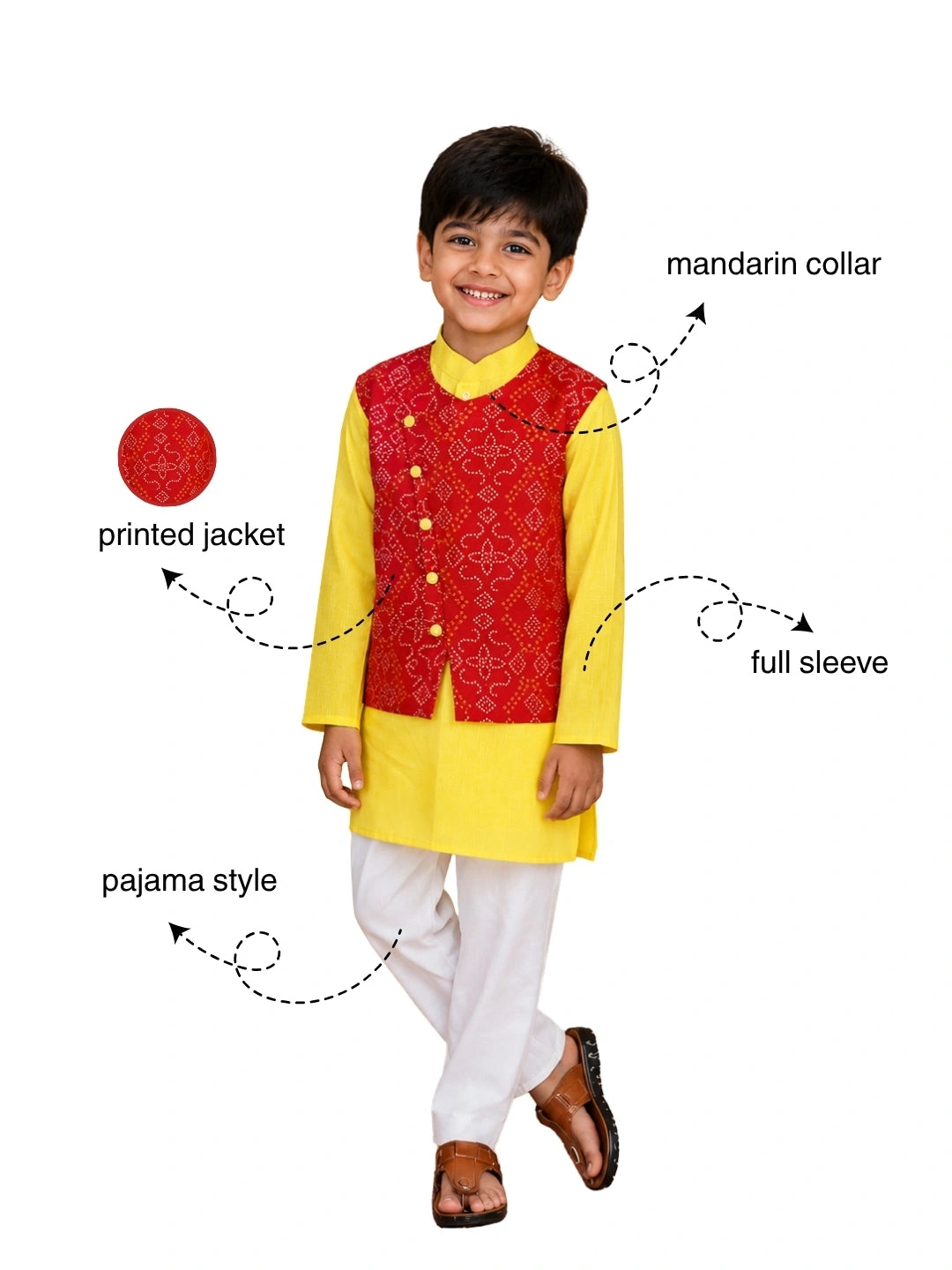 Bownbee Attached Jacket Kurta Pajama for Boys