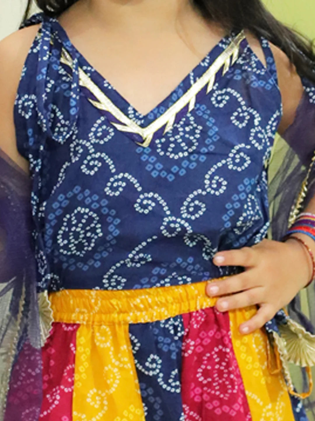BownBee Bandhani Kali Lehenga with Choli and Dupatta for Girls