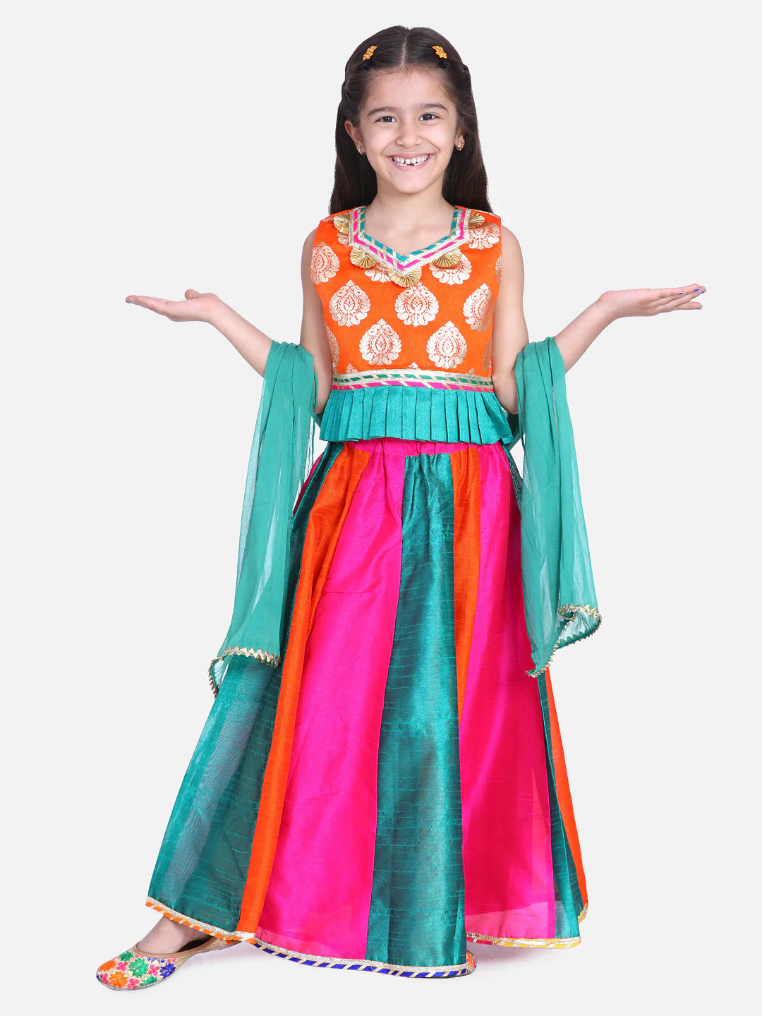 BownBee Festive Kali Lehenga With Sleeveless Choli With Dupatta