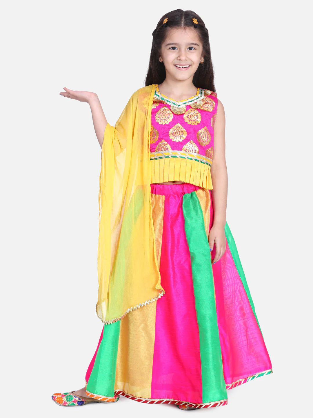 BownBee Festive Kali Lehenga With Sleeveless Choli With Dupatta