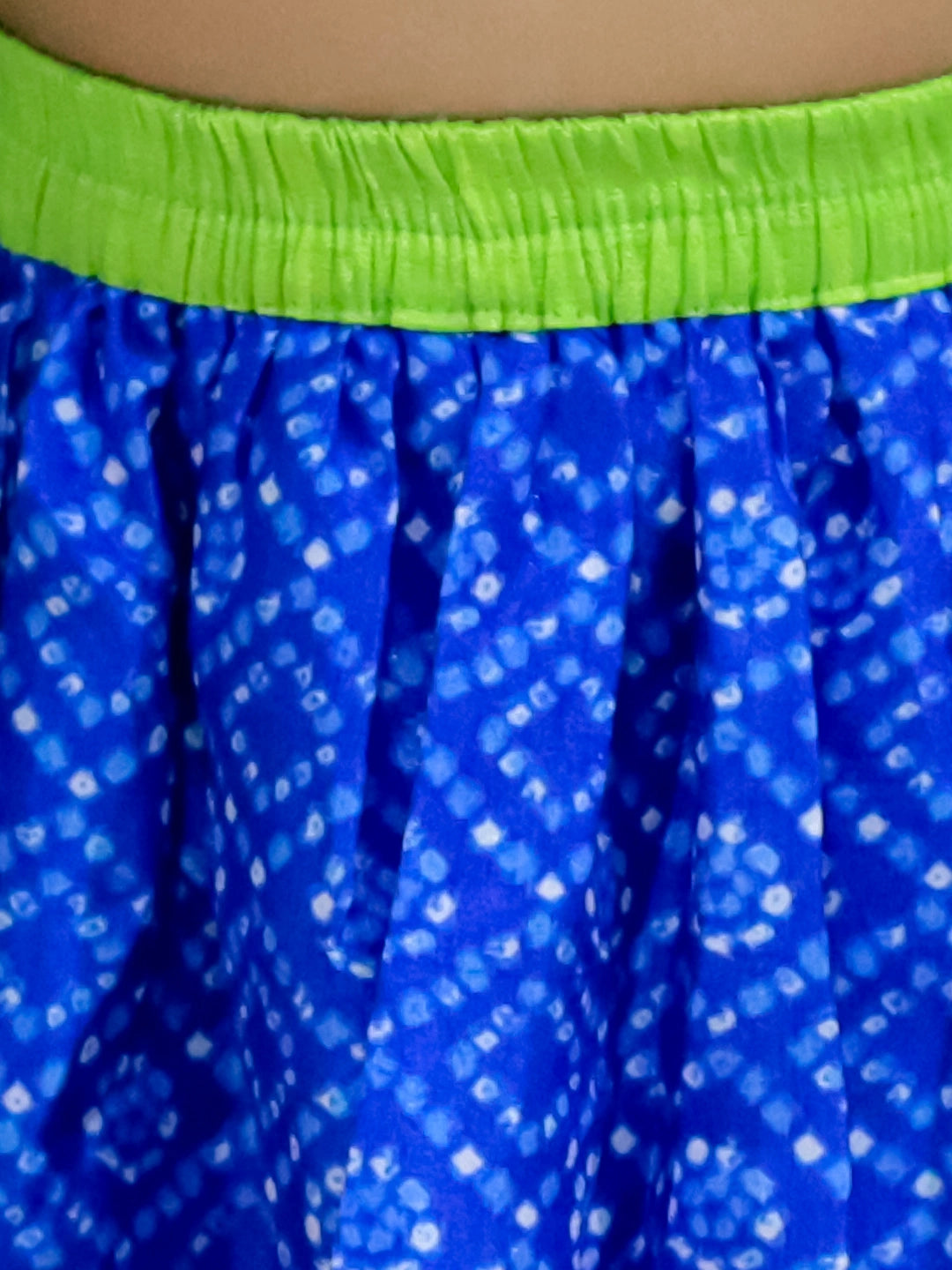 BownBee Bandhani Net pleated Sleeves Lehenga with Dupatta For Girls