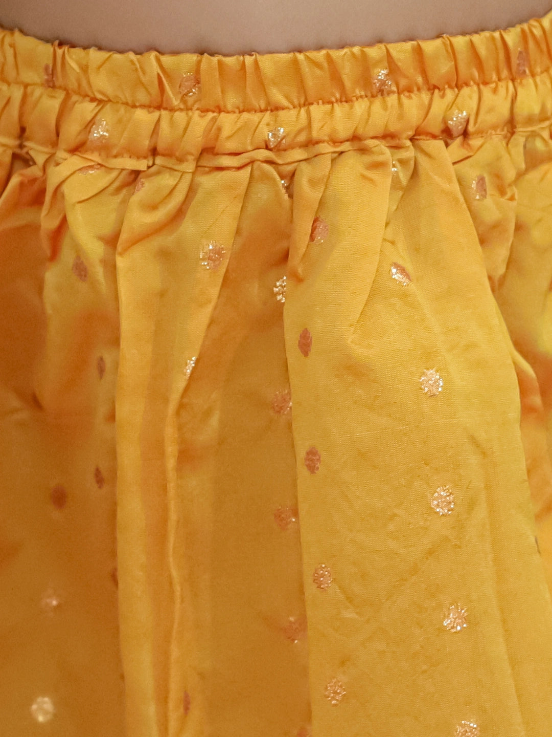 BownBee Jacquard Flared Sleeve Top with Silk Lehenga with Dupatta For Girls