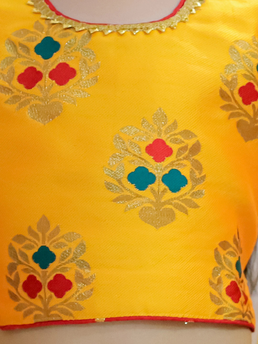 BownBee Jacquard Flared Sleeve Top with Silk Lehenga with Dupatta For Girls