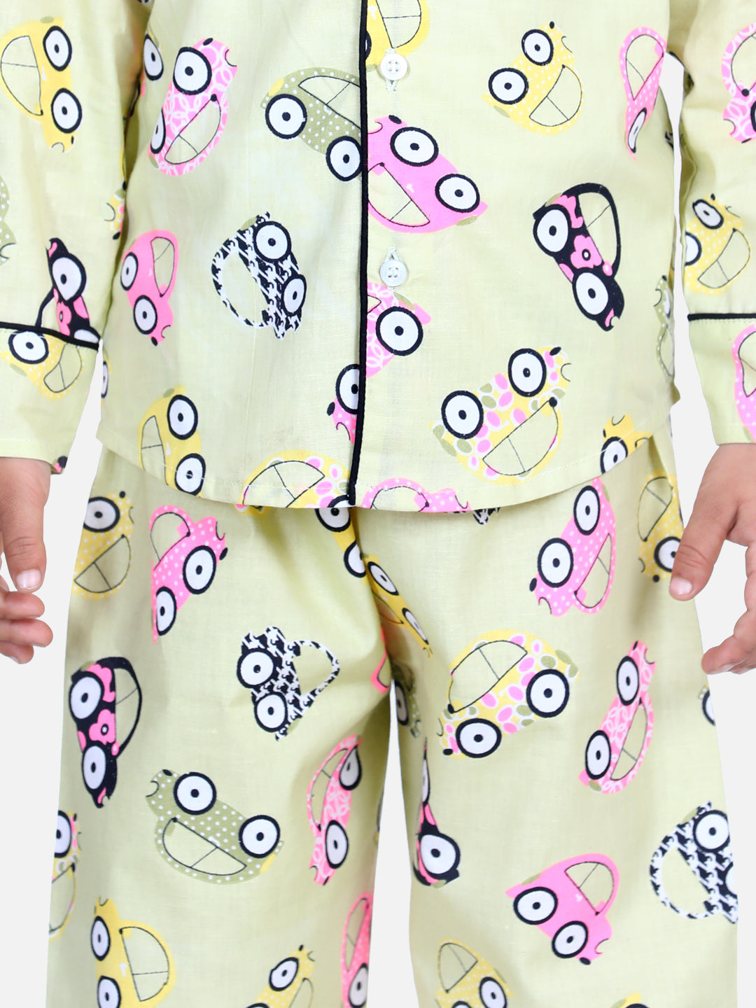 BownBee Full Sleeve Printed Boys Night Suit- Yellow