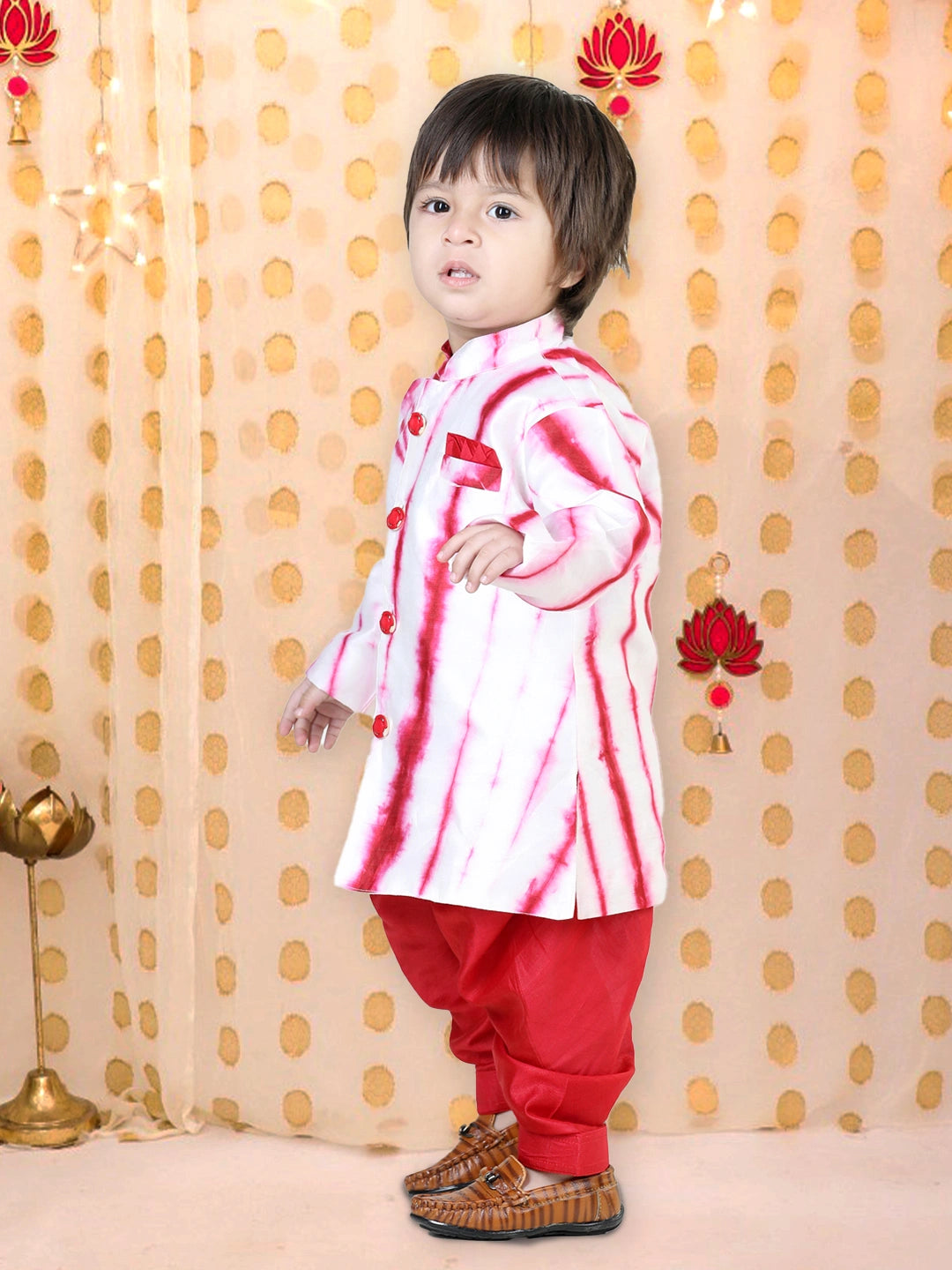 BownBee Hand Dyed Chanderi Silk Sherwani Salwar For Boys