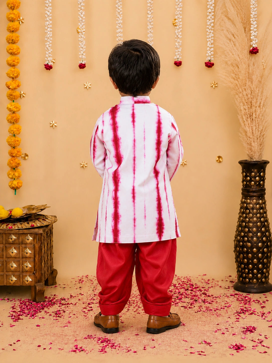 BownBee Hand Dyed Chanderi Silk Sherwani Salwar For Boys