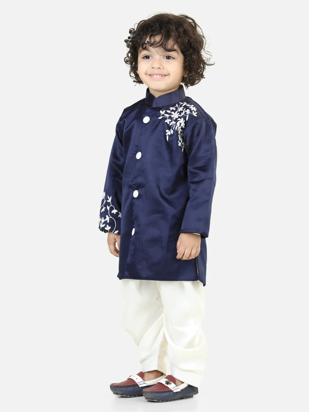 BownBee Hand Embroidered Jam Cotton Sherwani Salwar For Boys