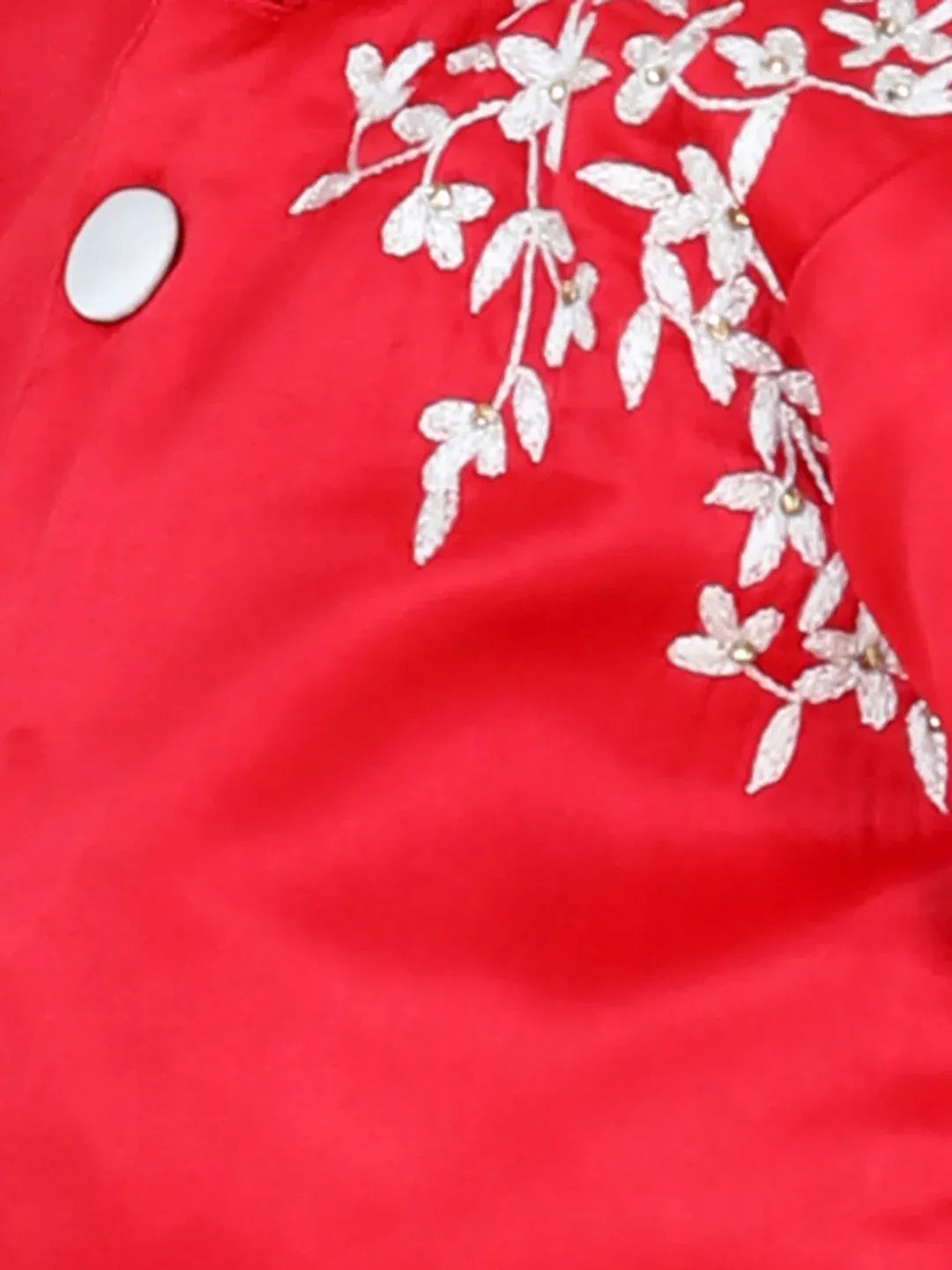 Bownbee Hand Embroidered Cotton Sherwani Salwar For Boys- Red