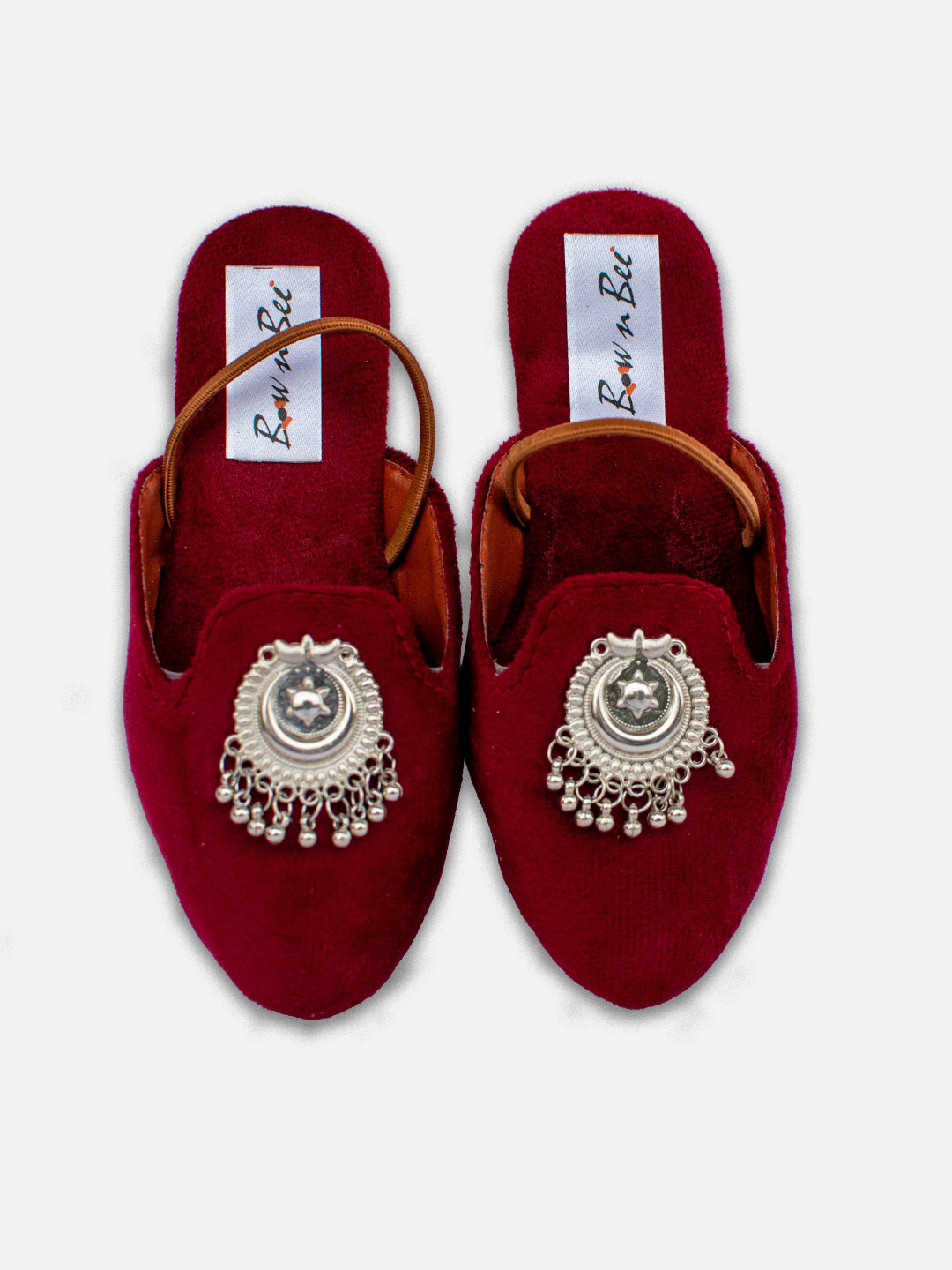 BownBee Suede Back Open Payal Jutti for Girls- Maroon