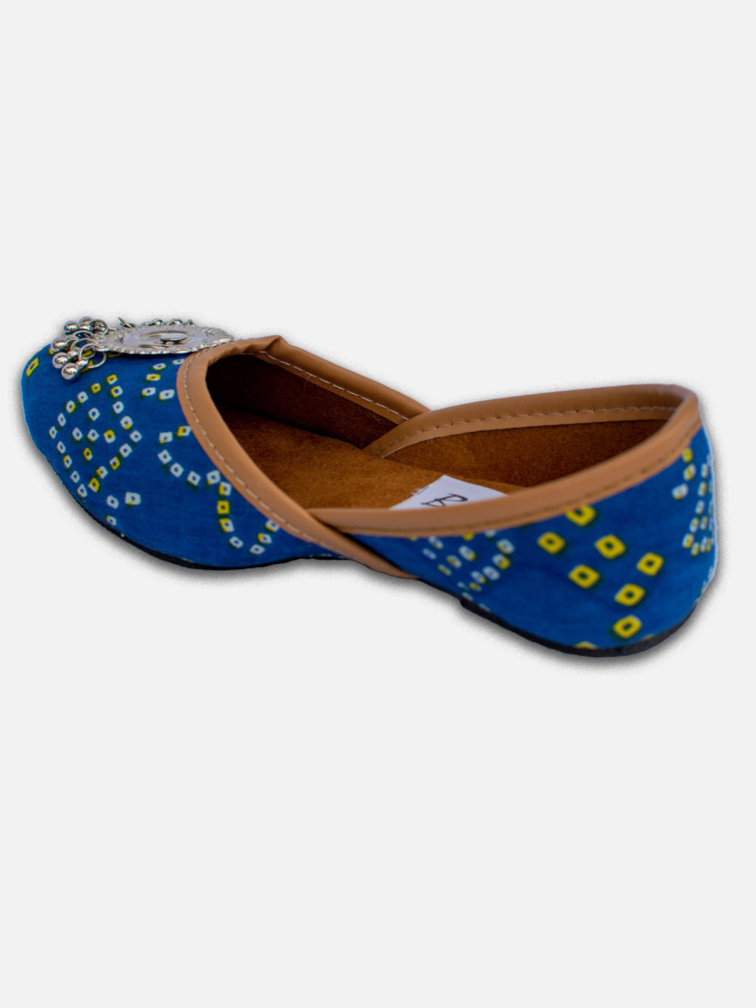 BownBee Bandhani Printed Payal Jutti for Girls- Blue