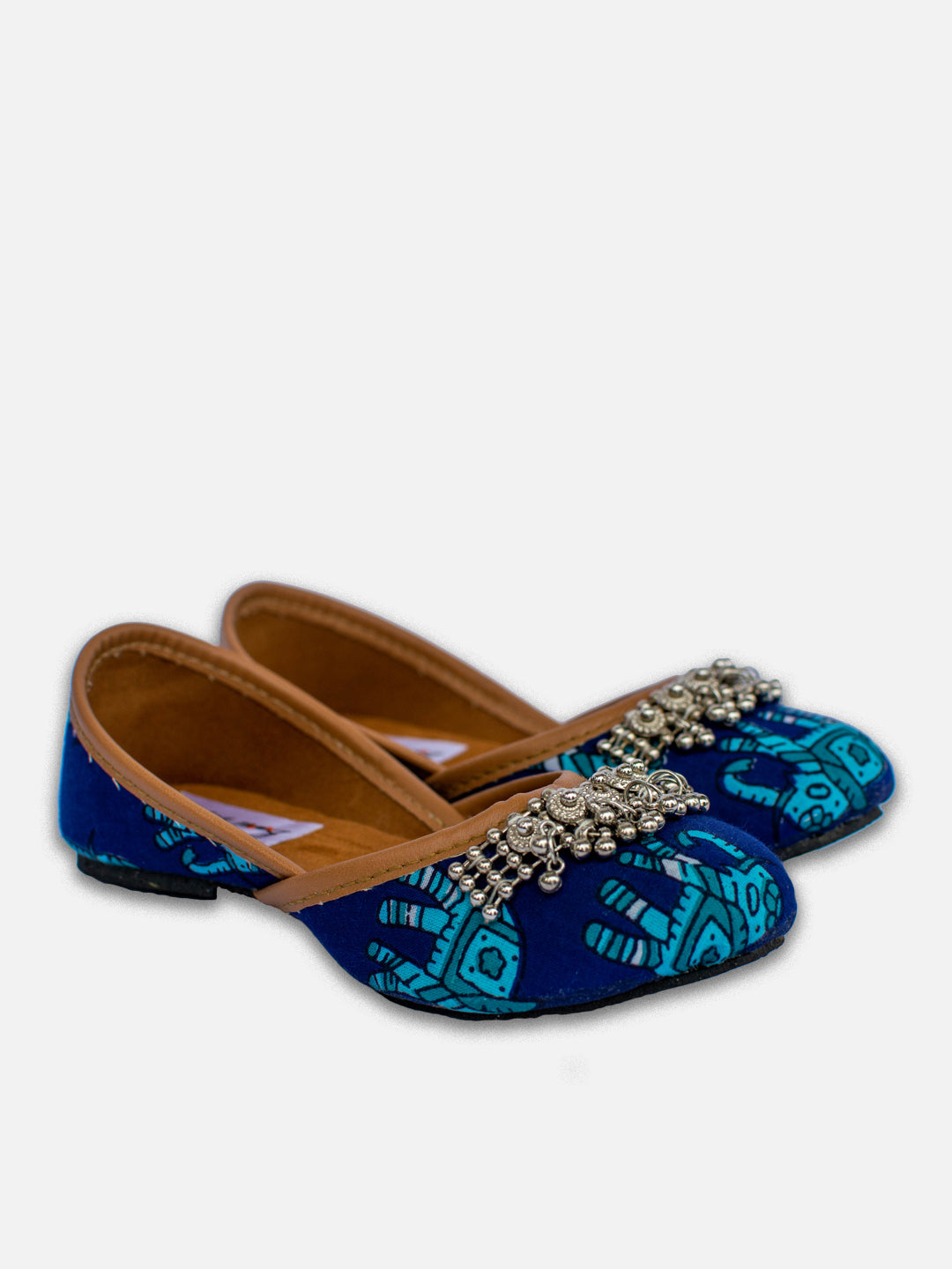 BownBee Hathi Printed Payal Jutti for Girls- Blue