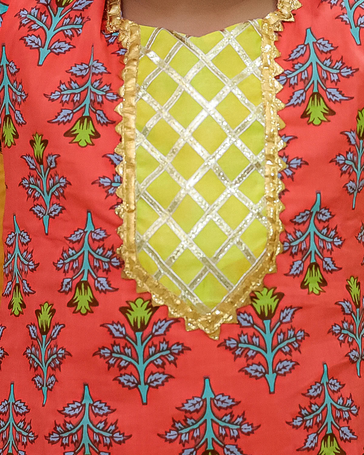 BownBee Hand Block Print Kurti Palazzo For Girls