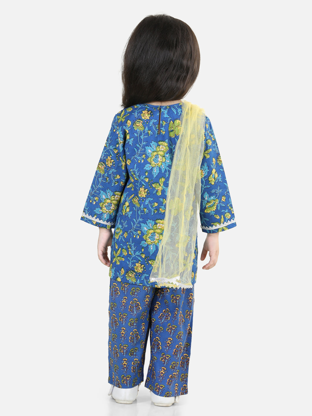 BownBee Pure Cotton Kurti with Pant & Dupatta for Girls- Blue