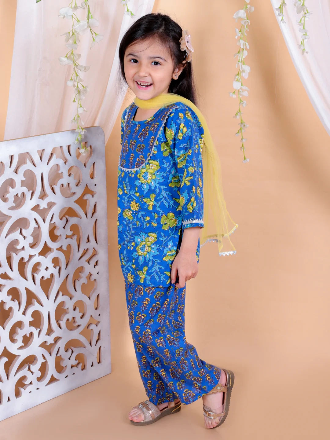 BownBee Pure Cotton Kurti with Pant & Dupatta for Girls