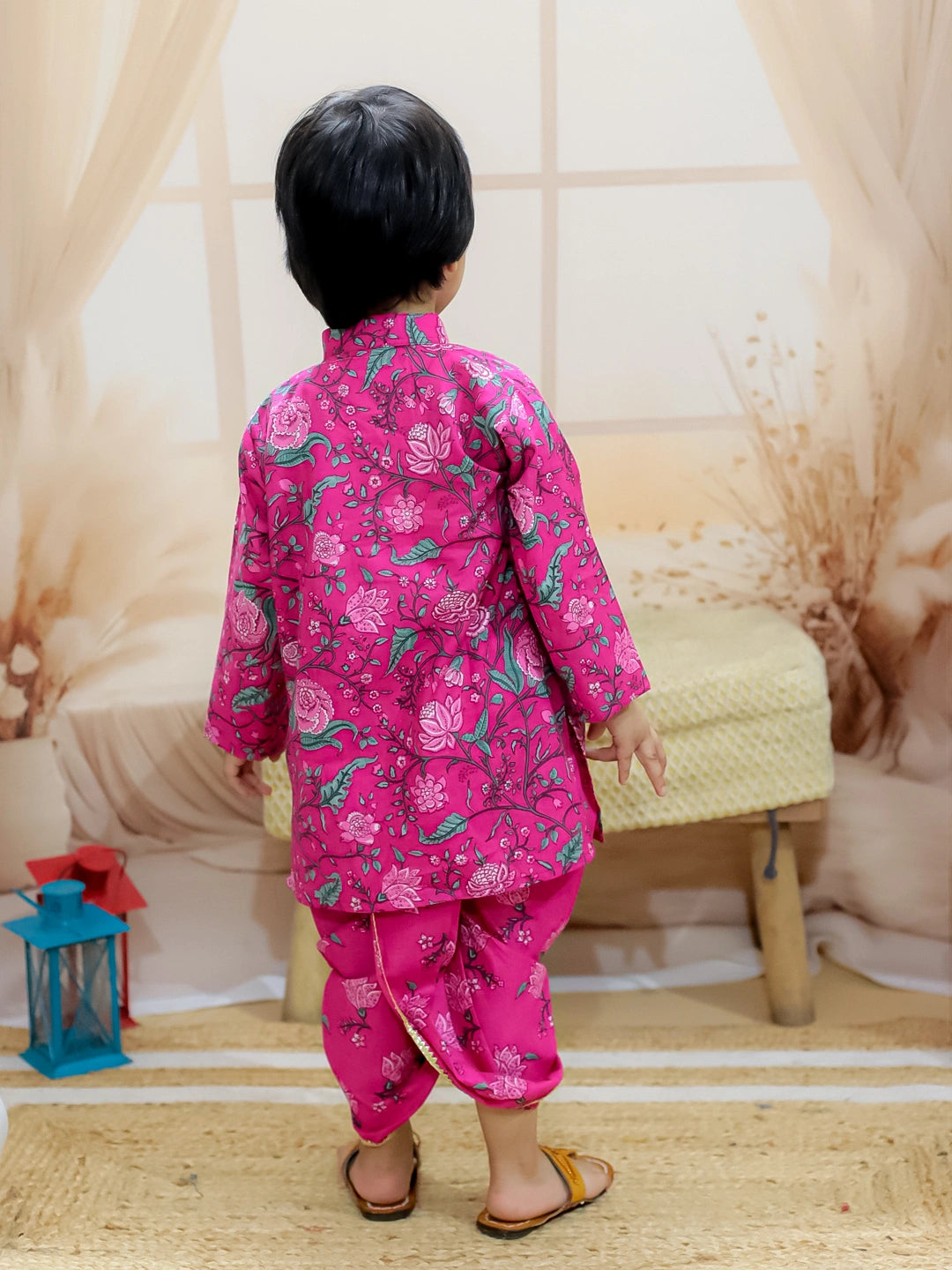 BownBee Pure cotton Dhoti Kurta & Ethnic Suit With Dupatta Sibling Set