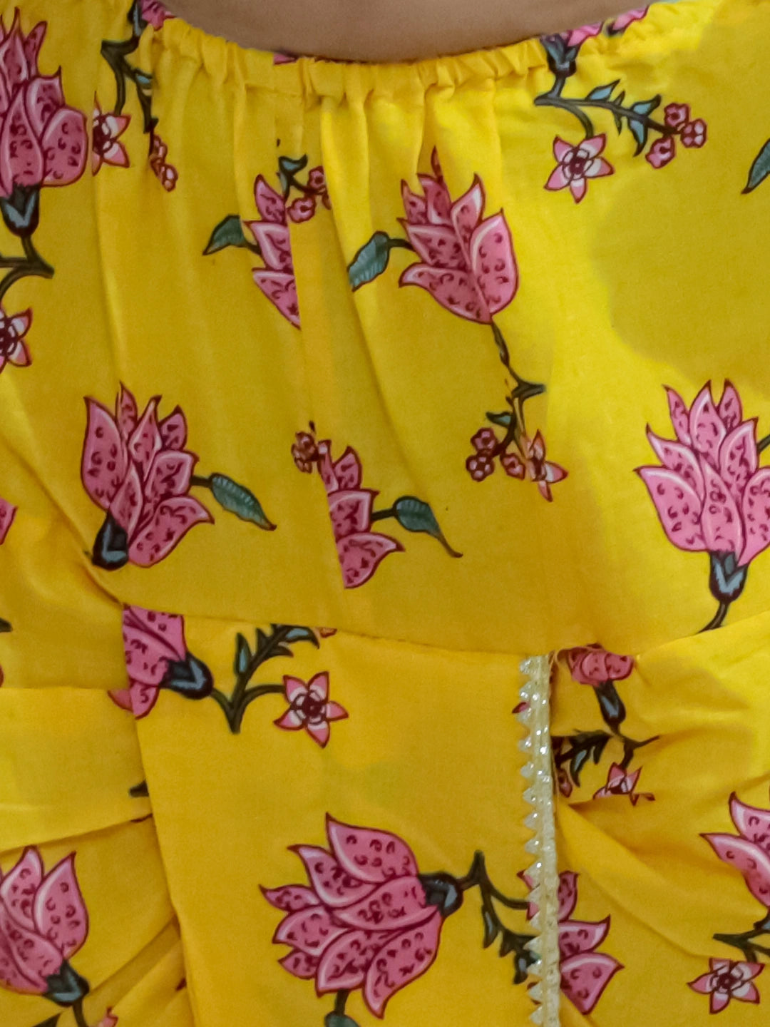 BownBee Sibling Set Pure Cotton Printed Dhoti Kurta with Front Open Choli Lehenga Set