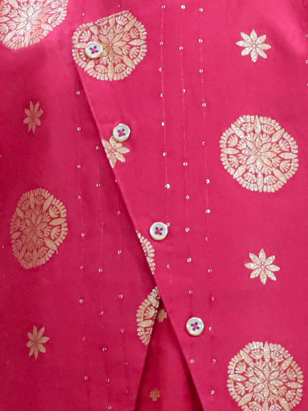 BownBee Sibling Set Pure Chanderi Jacket with Lining Kurta Dhoti with Back Open Choli Lehenga & Dupatta