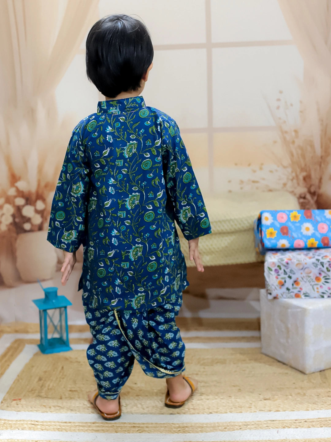 BownBee Pure Cotton Full Sleeve Printed Kurta Dhoti for Boys