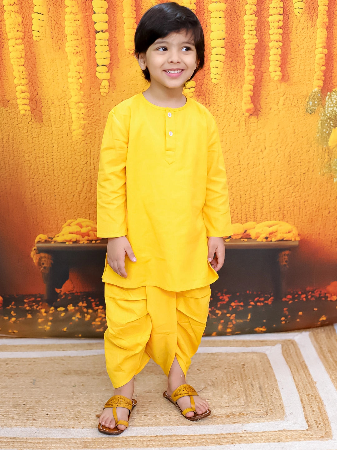 BownBee Pure Cotton Jacket with Full Sleeve Kurta Dhoti Set For Boys
