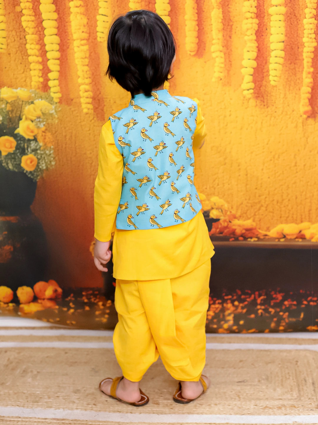 BownBee Pure Cotton Jacket with Full Sleeve Kurta Dhoti Set For Boys