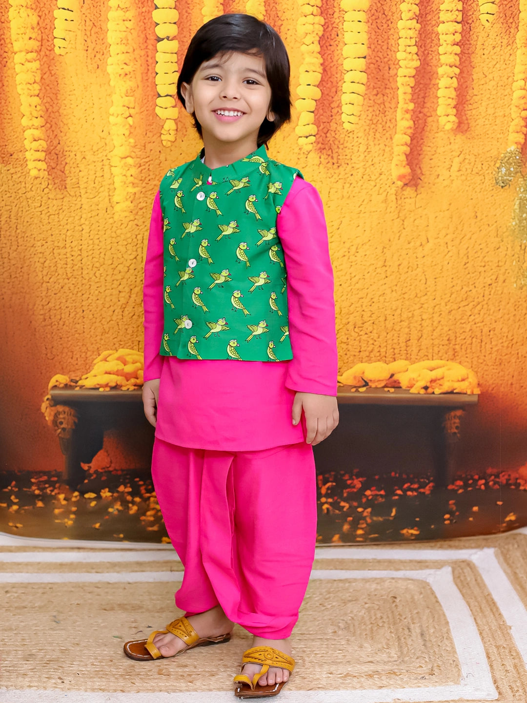 BownBee Pure Cotton Jacket with Full Sleeve Kurta Dhoti Set for Boys