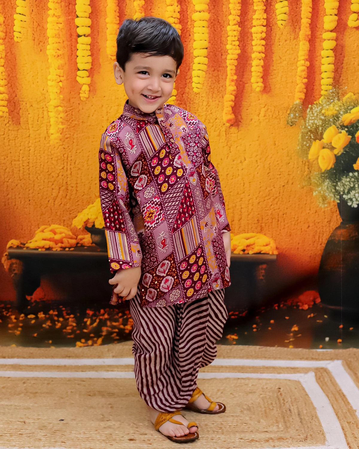 BownBee Cotton Full Sleeve Kurta with Dhoti for Boys