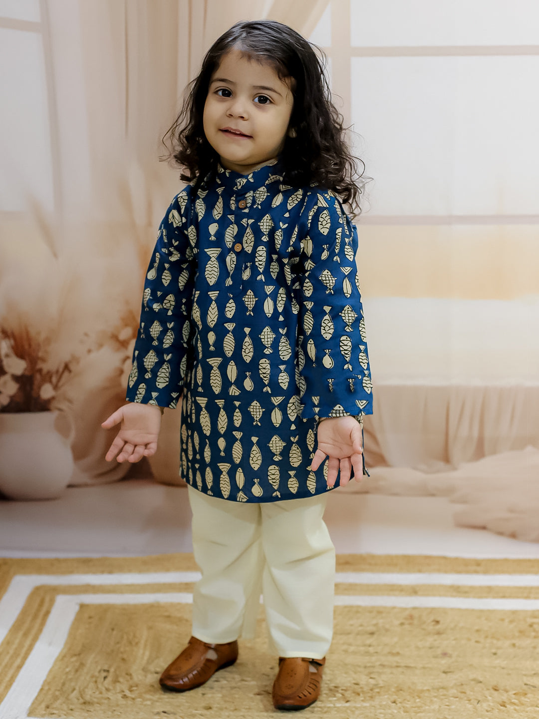 BownBee Pure Cotton Kurta Pajama & Bandana Set Combo