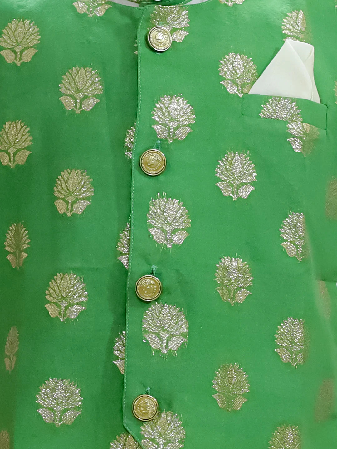 BownBee Pure Chanderi Attached Jacket Kurta Pajama for Boys